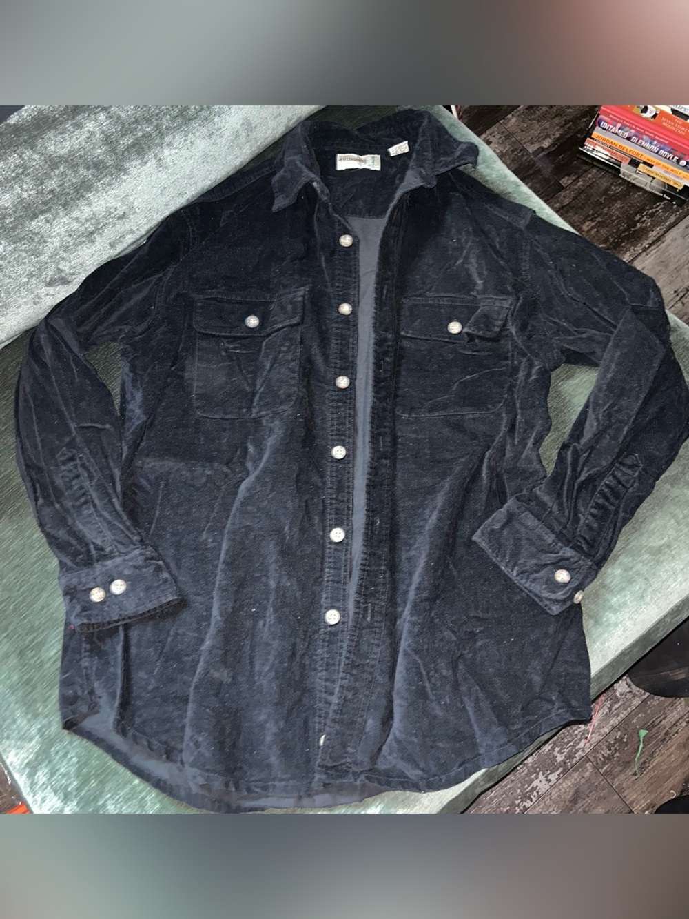 Vintage Fieldmaster Men's Black Corduroy Button-Up Shirt
